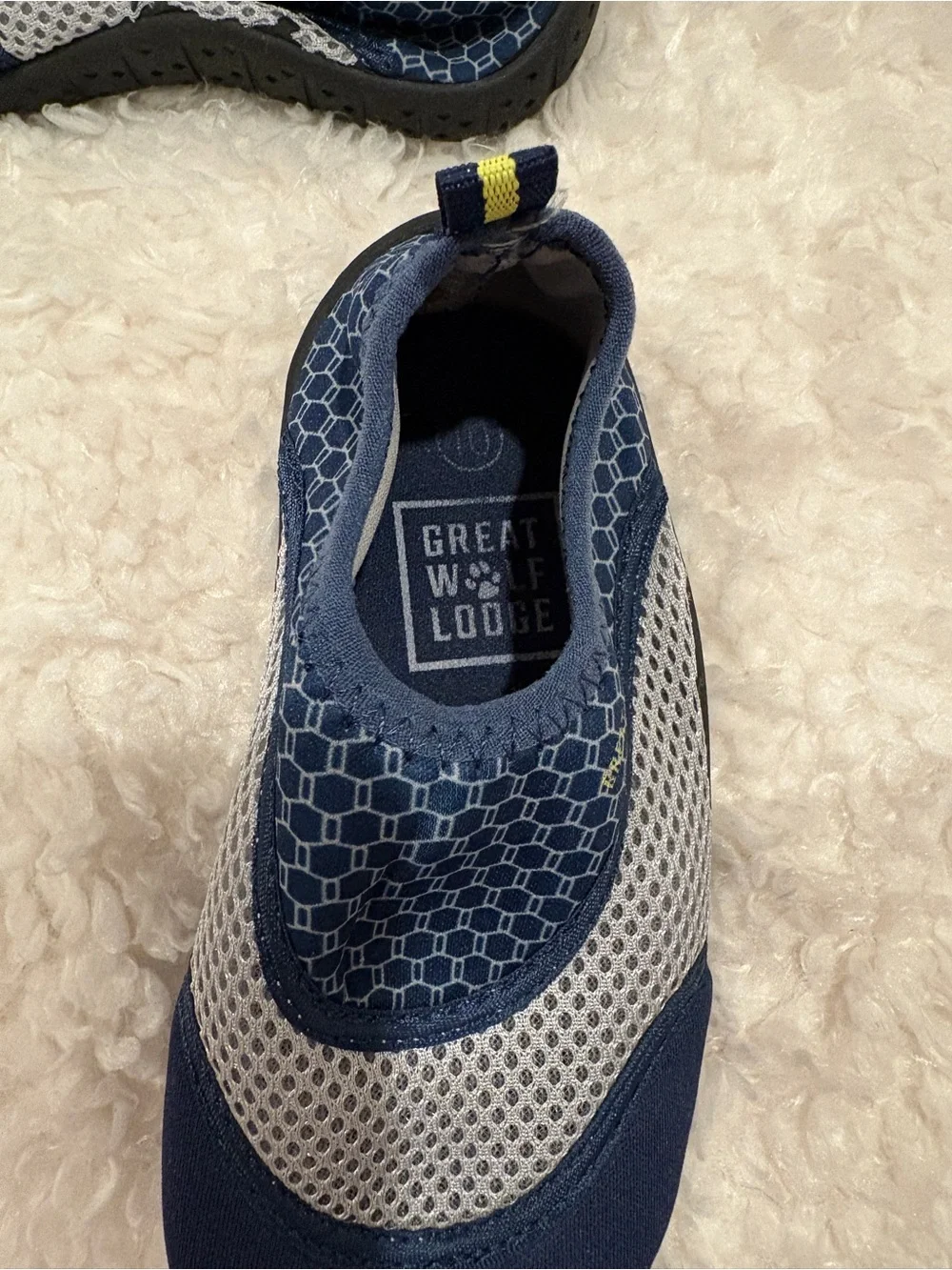Kids Navy and Gray Water Shoes with Yellow Accent
